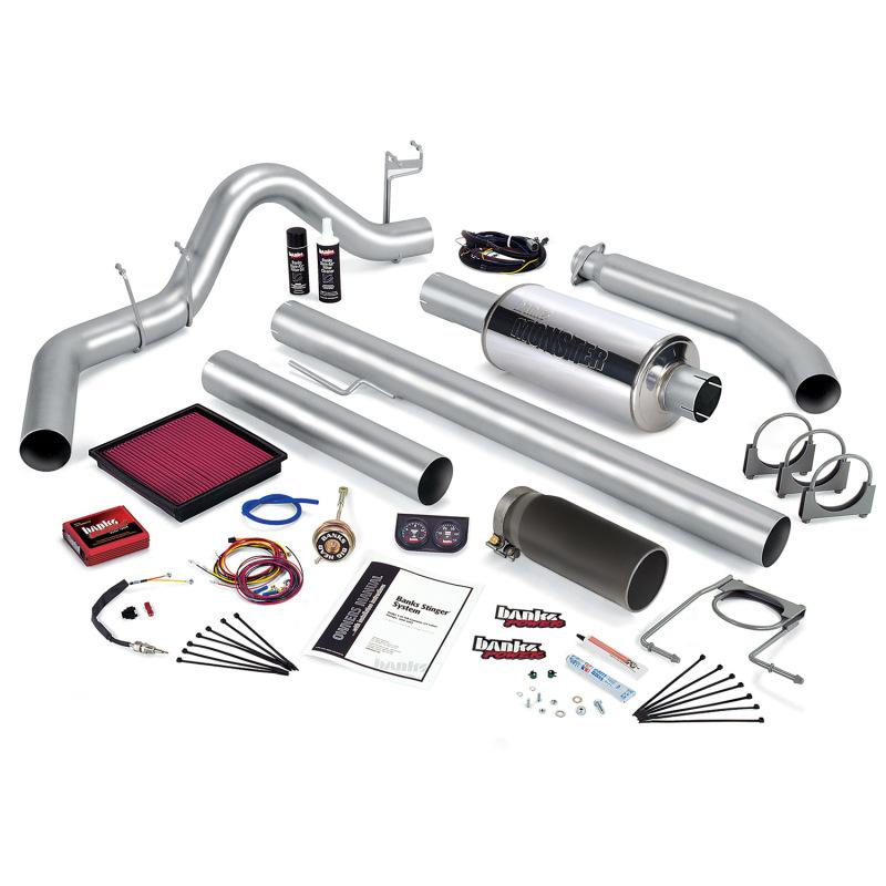 Banks Power 99-00 Dodge 5.9L Ext Cab Stinger System - SS Single Exhaust w/ Black Tip 49366-B Main Image