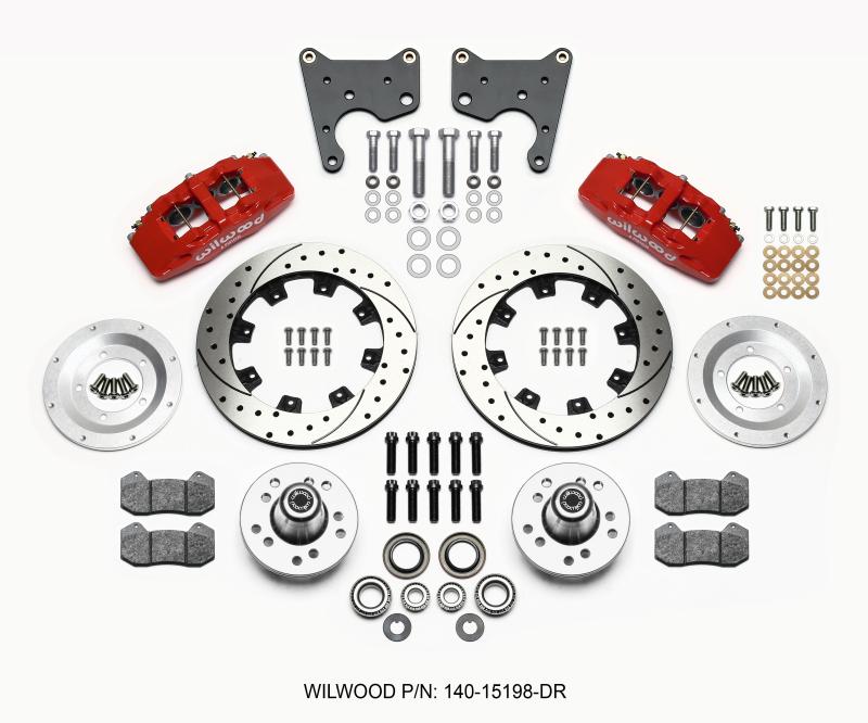 Wilwood Dynapro 6 Front Hub Kit 12.19in Drill Red 65-72 CDP C Body -Drum 140-15198-DR Main Image