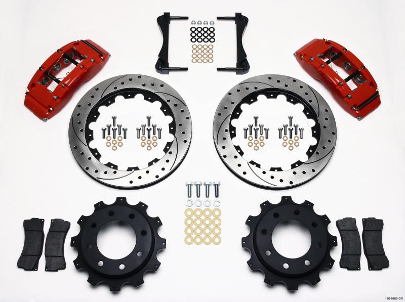 Wilwood TC6R Rear Kit 16.00in Drilled Red 1999-2010 GM Trk 2500 HD 4.84 Cntr 140-9406-DR Main Image