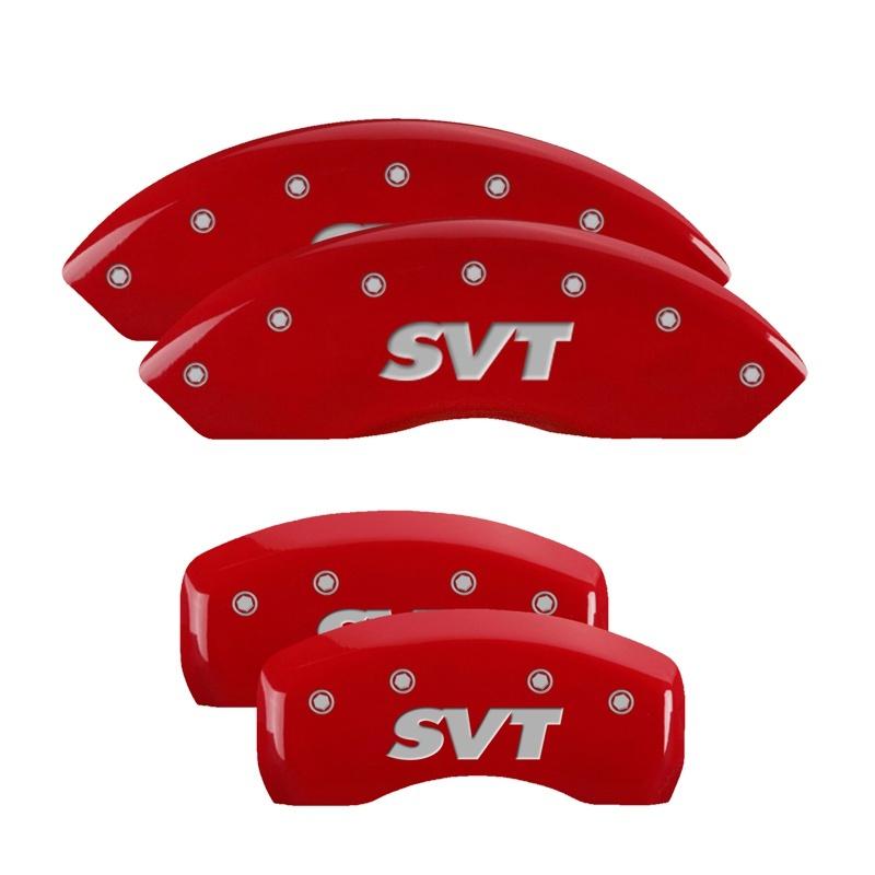 MGP 4 Caliper Covers Engraved Front & Rear SVT Red finish silver ch 10017SSVTRD Main Image