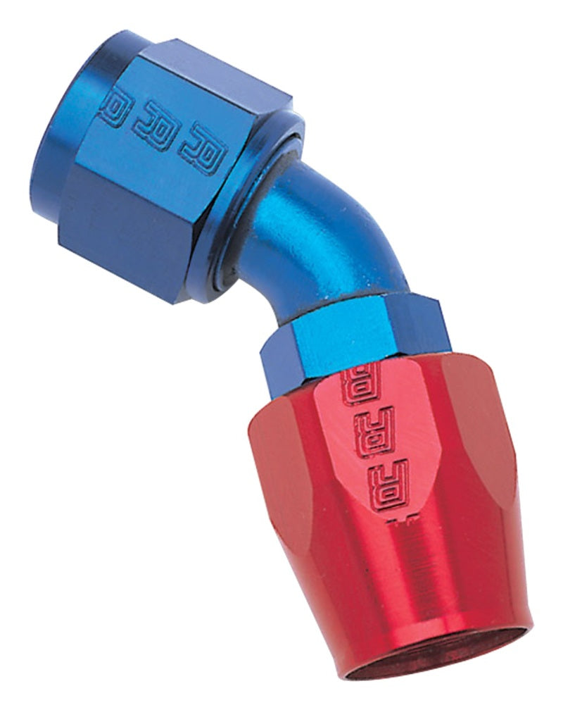 Russell -12 AN Full Flow 45° Hose Ends - Red / Blue Finish