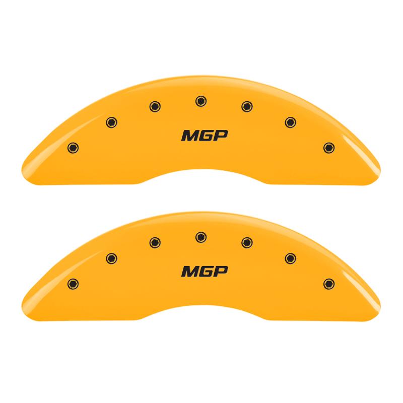 MGP 2 Caliper Covers Engraved Front MGP Yellow Finish Black Characters 2004 GMC Canyon 34213FMGPYL Main Image