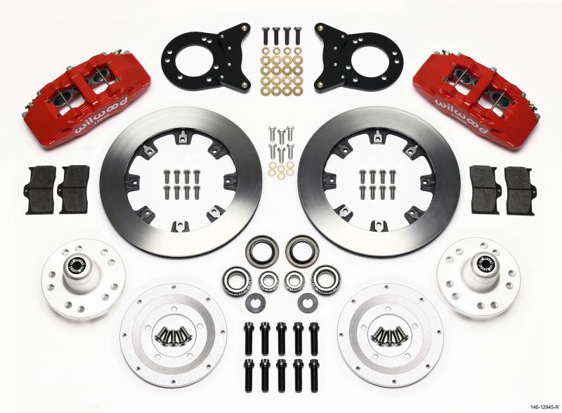 Wilwood Dynapro 6 Front Hub Kit 12.19in Red 1970-1973 Mustang Disc & Drum Spindle 140-12945-R Main Image