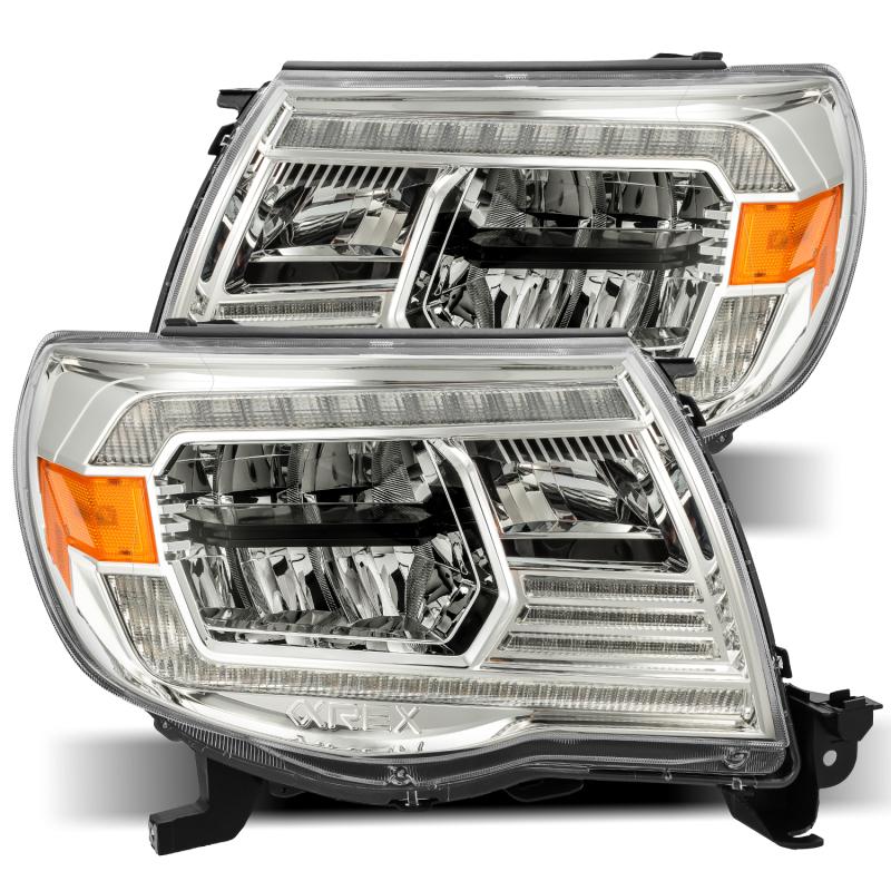 AlphaRex 05-11 Toyota Tacoma LUXX Crystal Headlights Plank Style Chrome w/Activation Light/DRL 880734 Main Image