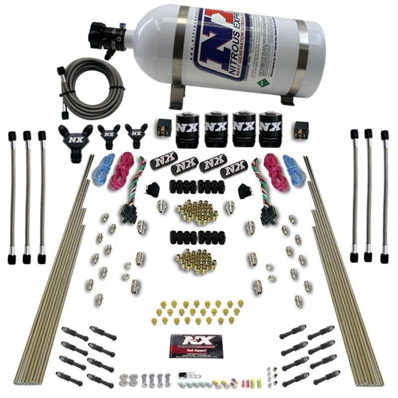 Nitrous Express 8 Cyl Dry Direct Port Dual Stage 4 Solenoids Nitrous Kit (200-600HP) w/10lb Bottle 93106-10 Main Image