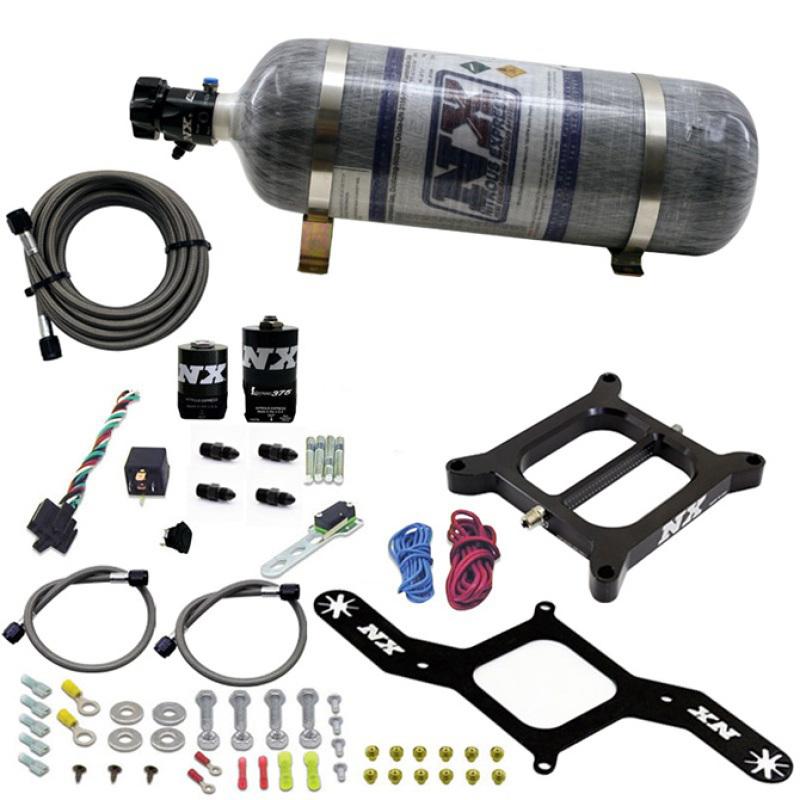 Nitrous Express 4150 RNC Conventional Nitrous Plate Kit w/.375in Solenoid w/12lb Bottle 55140-12 Main Image