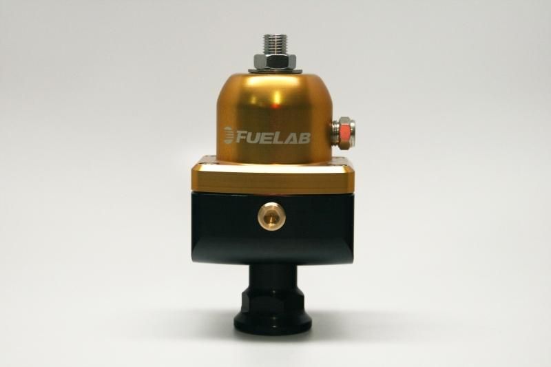 Fuelab 555 Carb Adjustable FPR Blocking 4-12 PSI (1) -8AN In (2) -8AN Out - Gold 55501-5 Main Image