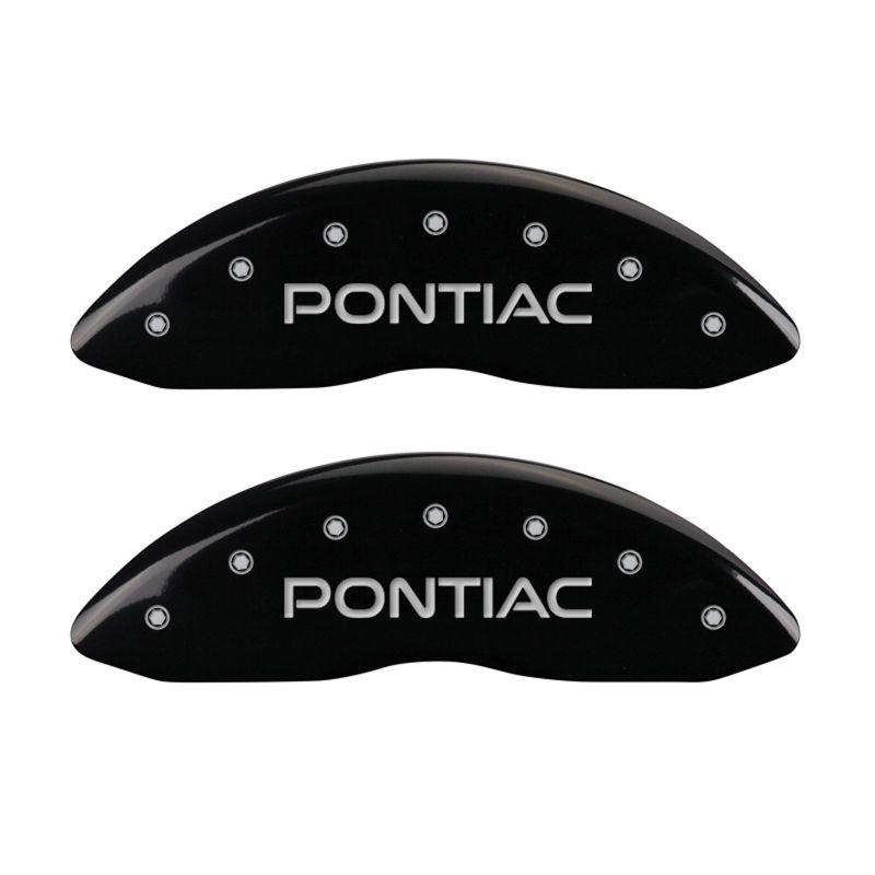 MGP 4 Caliper Covers Engraved Front Pontiac Engraved Rear GXP Black finish silver ch 18031SPXPBK Main Image