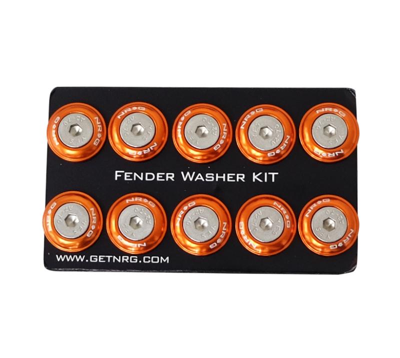 NRG Fender Washer Kit w/Rivets For Plastic (Orange) - Set of 10 FW-100OR Main Image