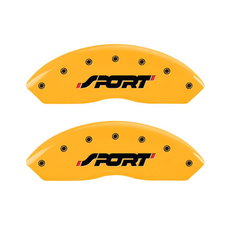 MGP 4 Caliper Covers Engraved Front & Rear SPORT Yellow finish black ch 10119SSPOYL Main Image