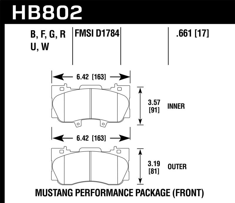 Hawk 15-17 Ford Mustang GT DTC-60 Race Front Brake Pads HB802G.661 Main Image