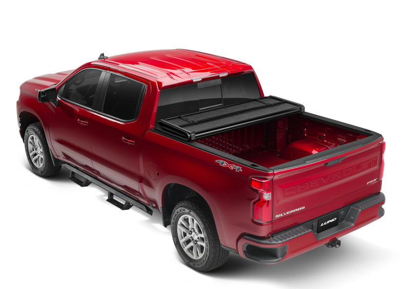 Lund 88-99 Chevy C1500 Fleetside (8ft. Bed) Hard Fold Tonneau Cover - Black 969156