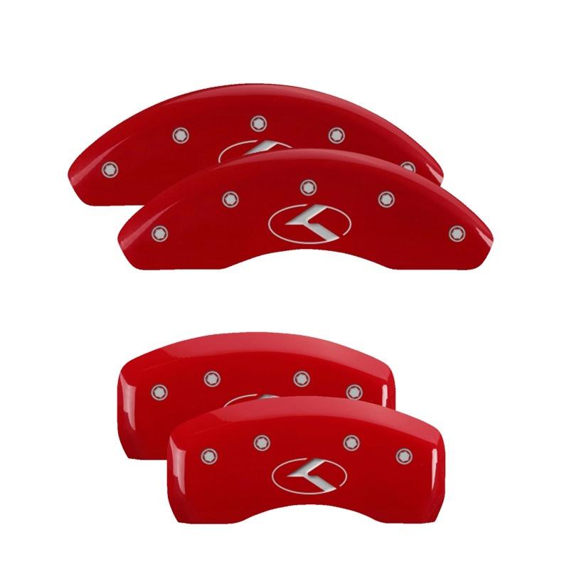 MGP 4 Caliper Covers Engraved Front & Rear Circle K/Kia Red finish silver ch 21154SCRKRD Main Image