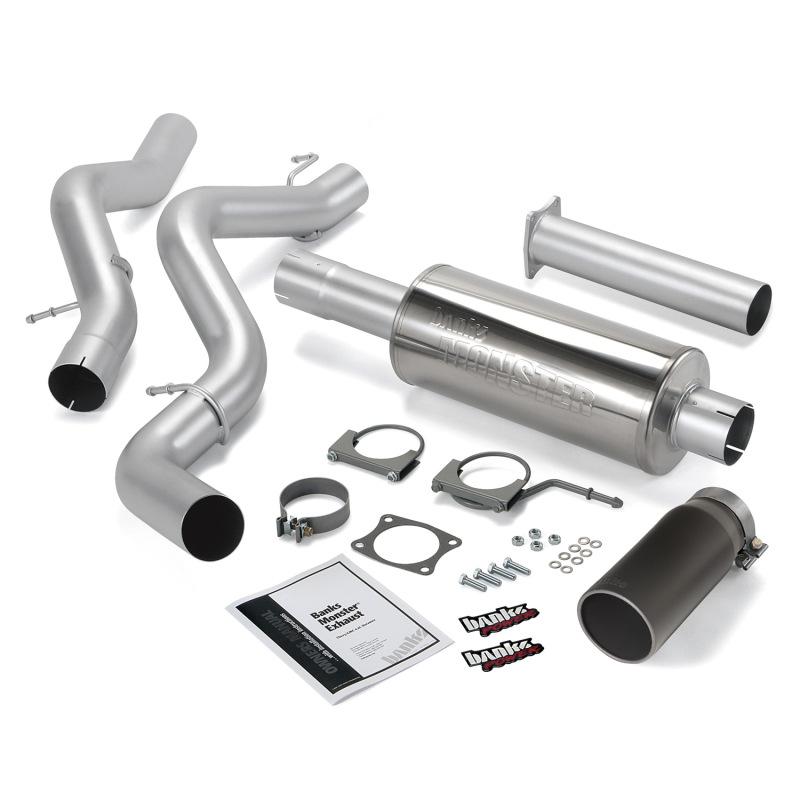 Banks Power 02-05 Chevy 6.6L SCLB Monster Exhaust System - SS Single Exhaust w/ Black Tip 48632-B Main Image