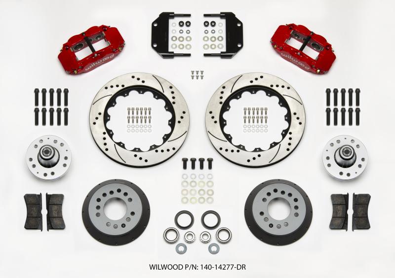 Wilwood Narrow Superlite 6R Front Hub Kit 14.00in Drill Red Magnum Force Drop Spindle 140-14277-DR Main Image