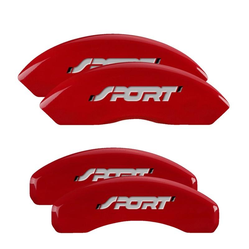 MGP 4 Caliper Covers Engraved Front & Rear No bolts/Sport Red finish silver ch 10119SSP1RD Main Image