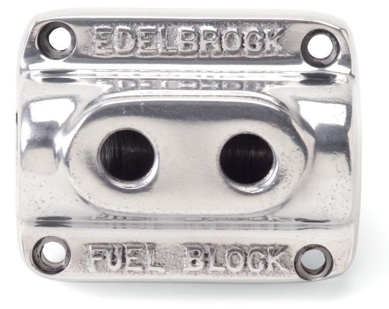 Edelbrock Polished Fuel Block Dual Carb 12801 Main Image