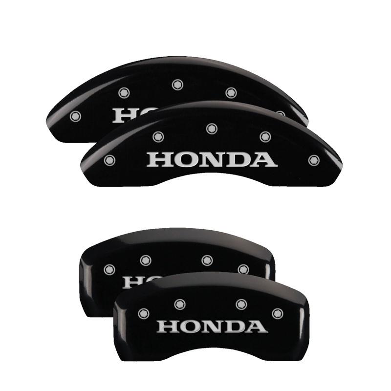 MGP 4 Caliper Covers Engraved Front & Rear Honda Black finish silver ch 20103SHONBK Main Image