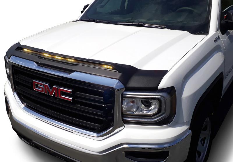 AVS 2014-2018 GMC Sierra 1500 Aeroskin Low Profile Hood Shield w/ Lights - Black 753075 Main Image