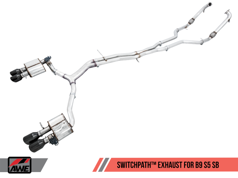 AWE Tuning Audi B9 S5 Sportback SwitchPath Exhaust - Non-Resonated (Black 90mm Tips) 3025-43044