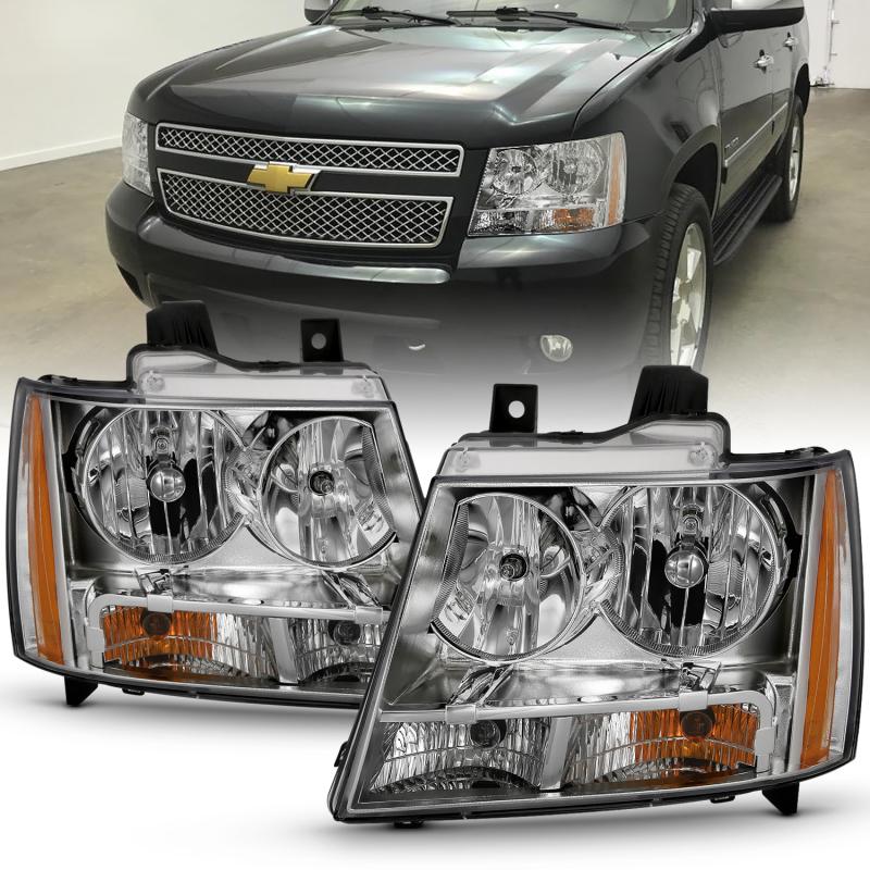 ANZO 2007-2014 Chevy TahOE Crystal Headlight Chrome Amber(OE) 111475 Main Image