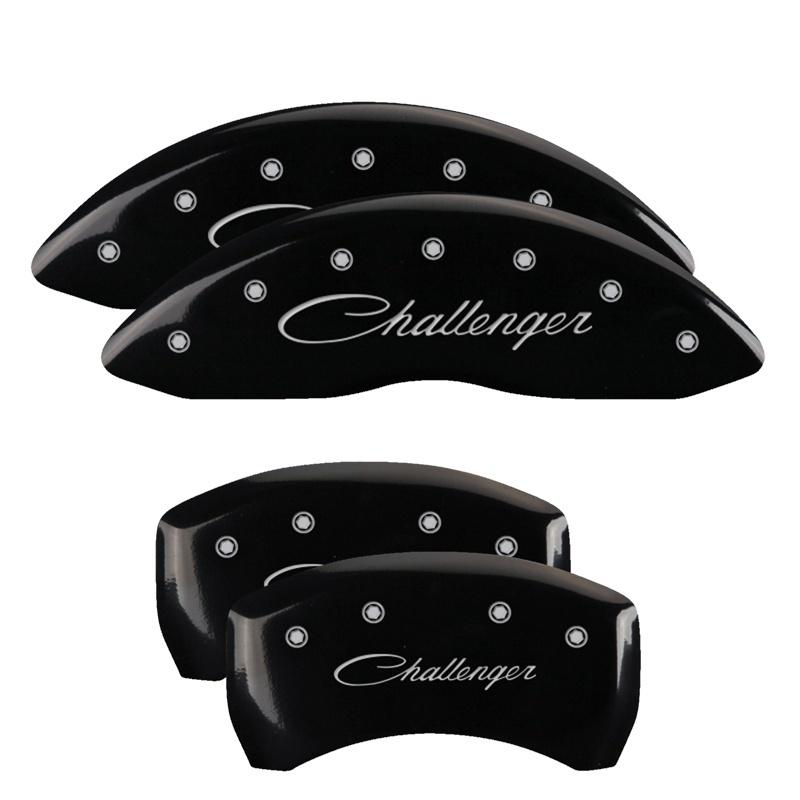 MGP 4 Caliper Covers Engraved Front & Rear Magnum Black finish silver ch 12001SMGMBK Main Image