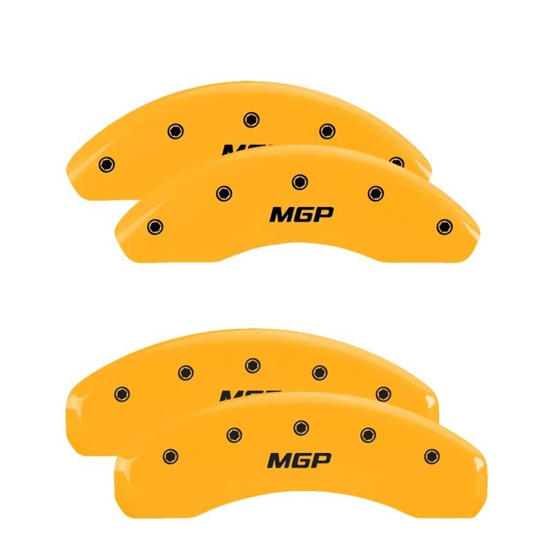 MGP 4 Caliper Covers Engraved Front & Rear No bolts/Sport Yellow finish black ch 10229SSP1YL Main Image