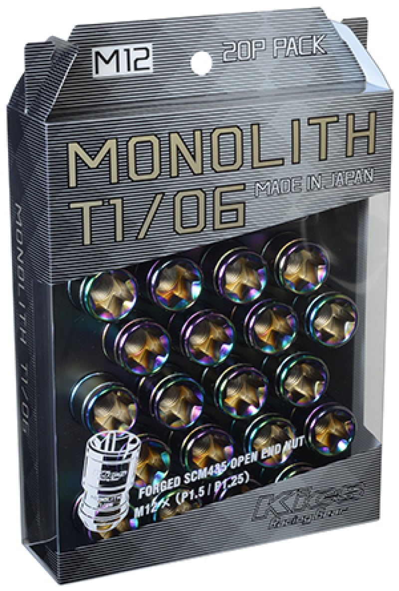 Project Kics 12 x 1.5 Neochrome T1/06 Monolith Lug Nuts - 20 Pcs WMN01N