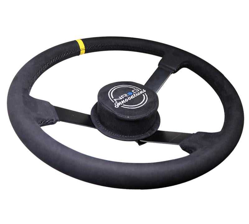 NRG Reinforced Steering Wheel (380mm) Nascar/ Alcantara 3 Spoke w/ NRG Logo/ Removable Crushed Pad RST-380MB-A Main Image