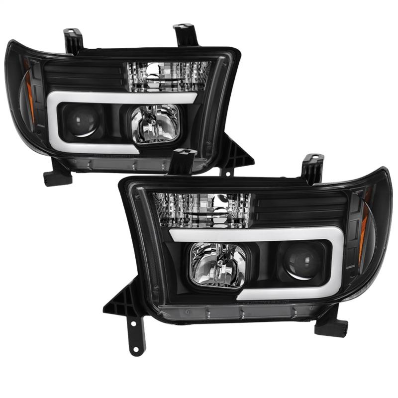 Spyder 08-13 Toyota Sequoia Projector Headlights - Light Bar DRL - Black PRO-YD-TTU07V2-LB-BK 5085344 Main Image