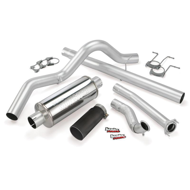 Banks Power 94-97 Ford 7.3L CCLB Monster Exhaust System - SS Single Exhaust w/ Black Tip 46299-B Main Image