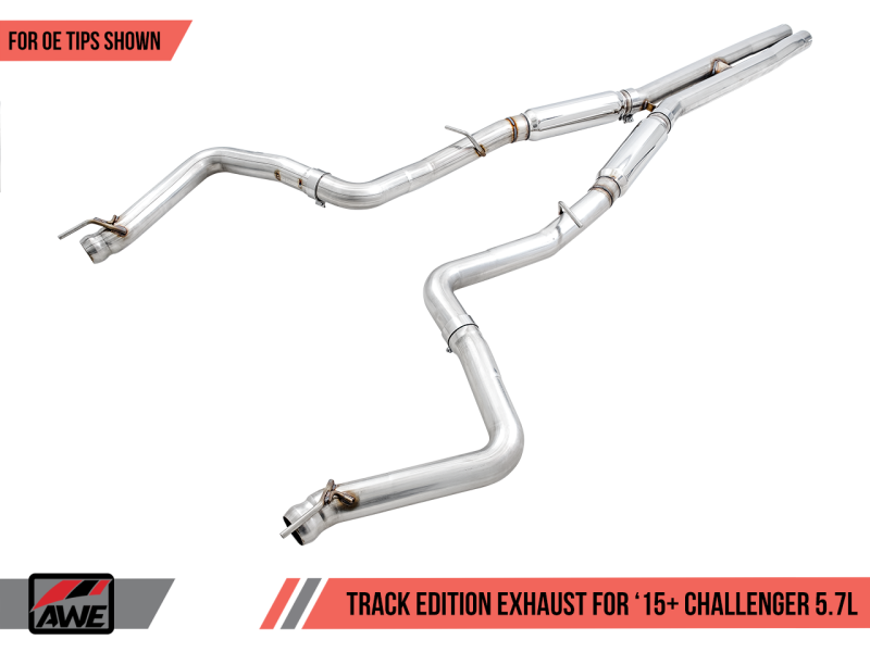 AWE Tuning 2015+ Dodge Challenger 5.7L Touring Edition Exhaust - Non-Resonated - Stock Tips 3020-11030