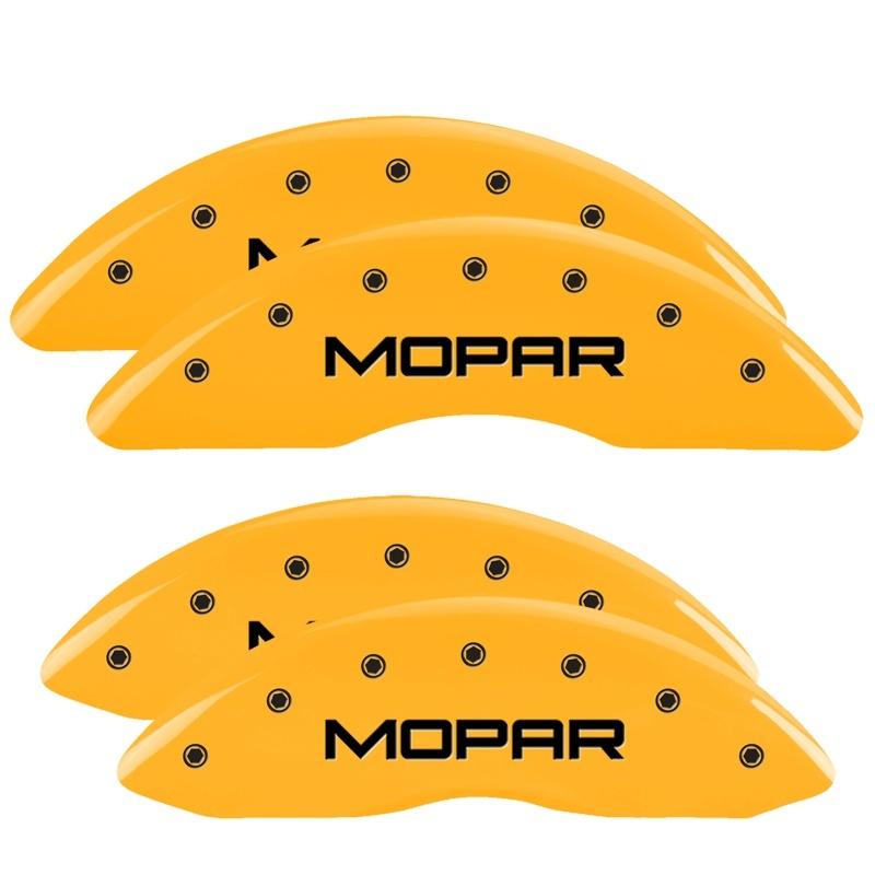 MGP 4 Caliper Covers Engraved Front & Rear MOPAR Yellow finish black ch 55002SMOPYL Main Image