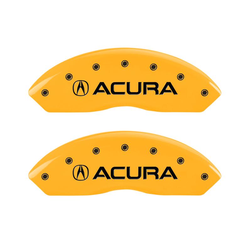 MGP 4 Caliper Covers Engraved Front Acura Engraved Rear RLX Yellow finish black ch 39014SRLXYL Main Image