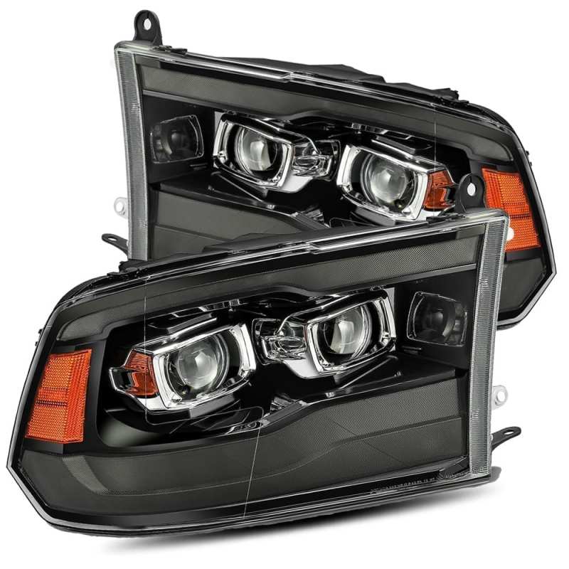 AlphaRex 09-18 Ram 1500HD LUXX Proj Headlight Plnk Style Jet Blk w/Activ Light/Seq Signal/Smoked DRL 880540 Main Image