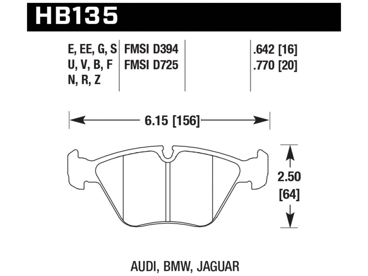 Hawk Brake Pads HB135Z.760 Item Image