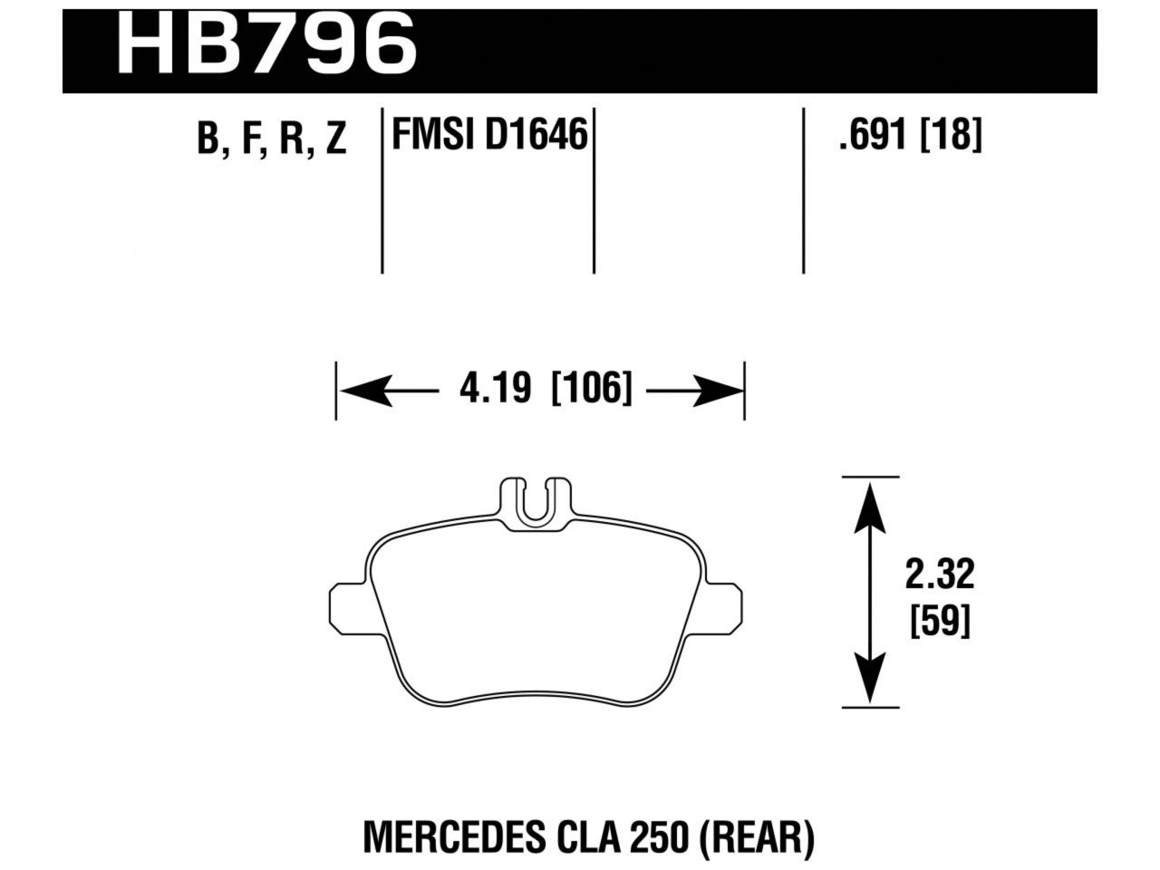 Hawk Brake Pads HB796F.691 Item Image