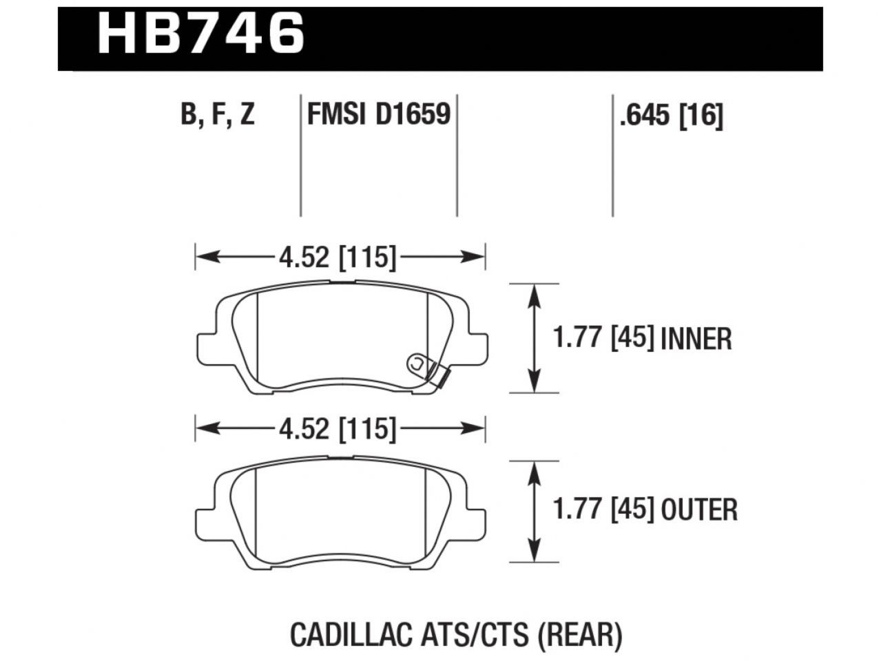 Hawk Brake Pads HB746F.645 Item Image