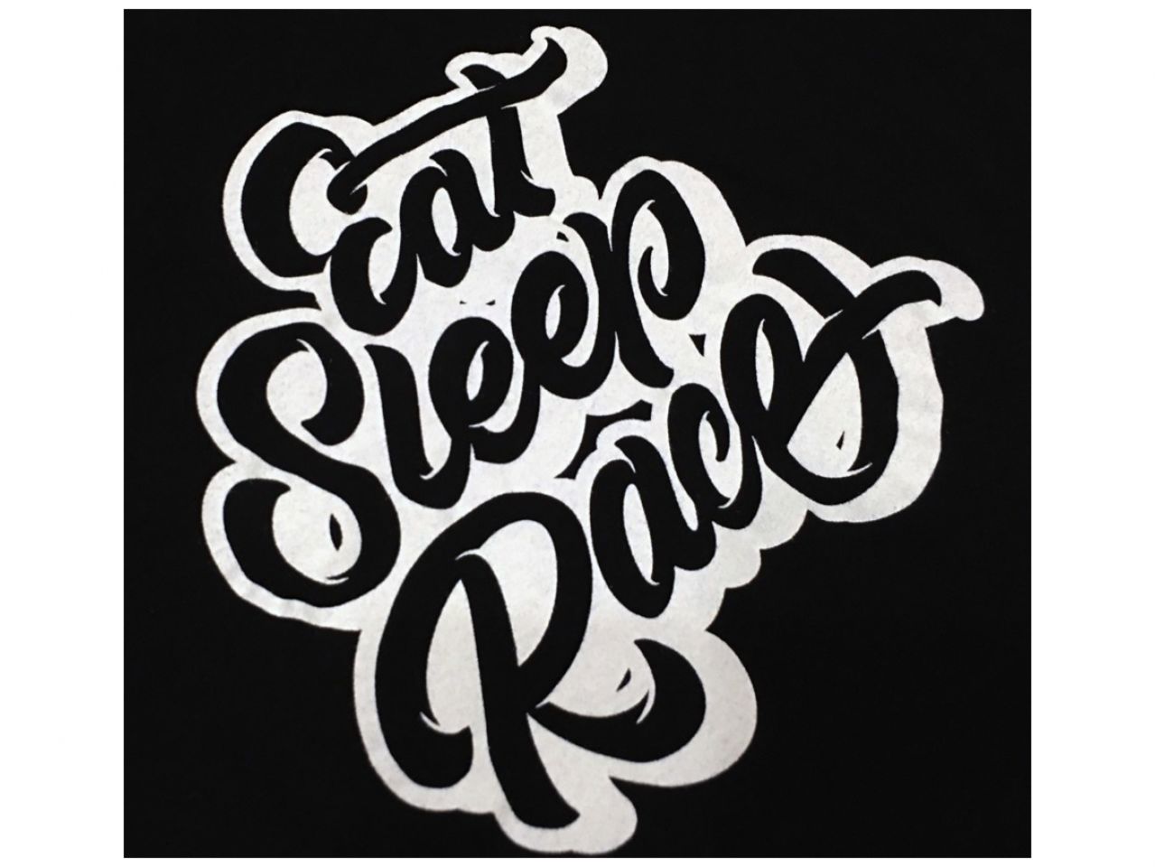 Eat Sleep Race Black/White Ladies Retro Script Shirt - Medium