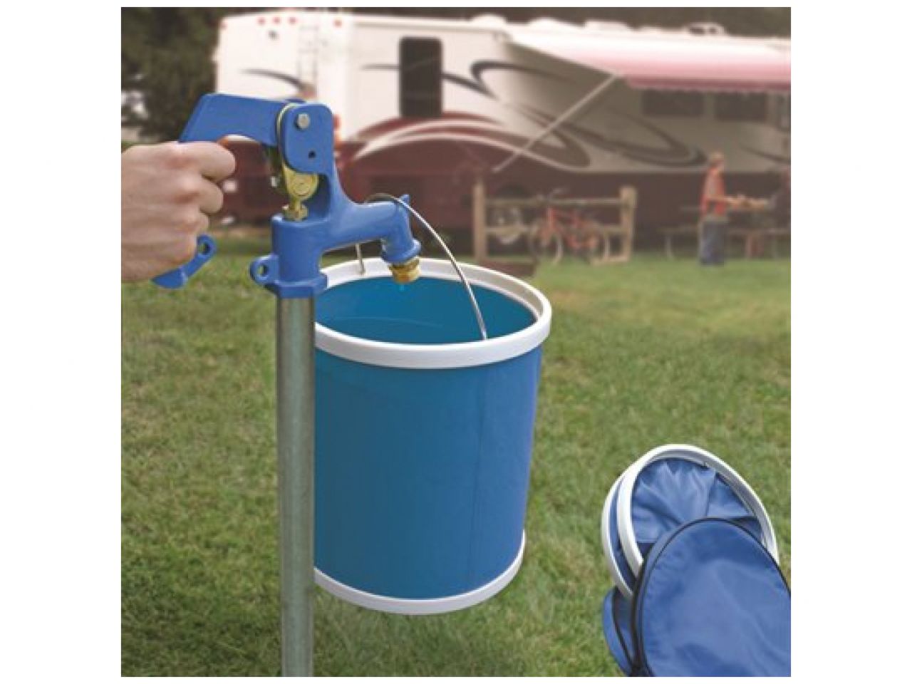 Camco Collapsible Bucket - Blue & White