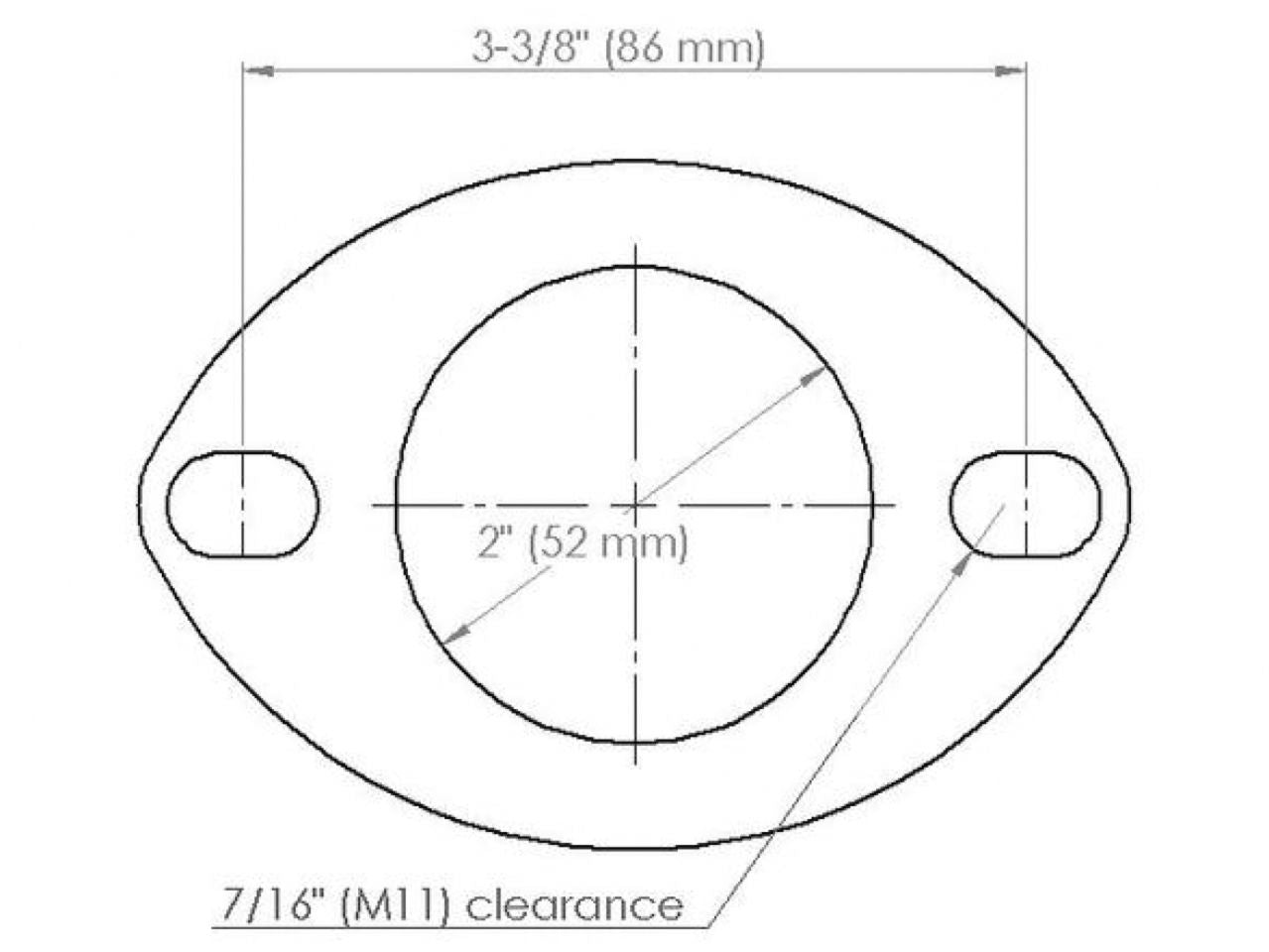Diftech Gasket Exhaust Flange 2" diameter X 3.375 bolt circle - Oval