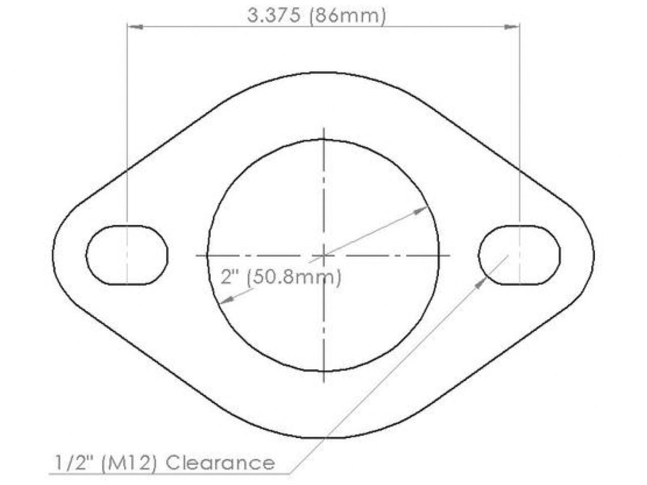 Diftech Gasket Exhaust Flange 2" diameter X 3.375 bolt circle - Standard