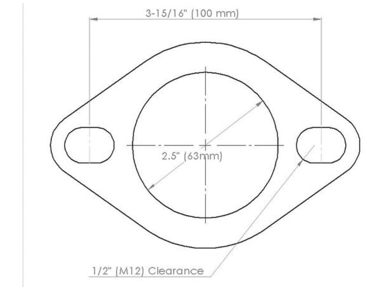 Diftech Gasket Exhaust Flange 2.5" diameter X 100mm bolt circle