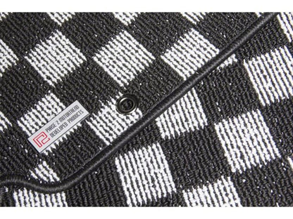 P2M Checkered Race Floor Carpet Mats Light White Nissan S14 1995-98 240SX LHD
