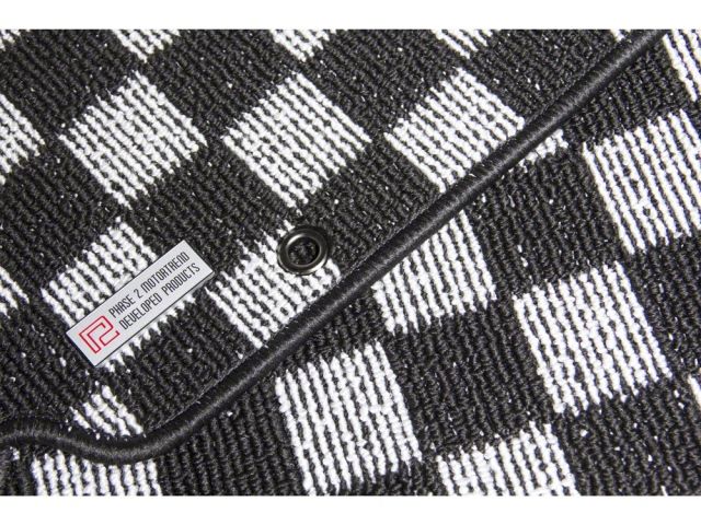 P2M Checkered Race Floor Carpet Mats Light White Nissan S14 1995-98 240SX LHD