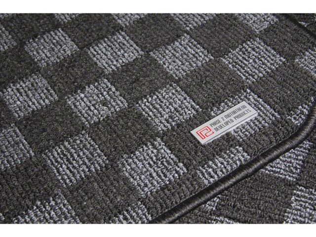 P2M Checkered Race Floor Carpet Mats Dark Grey Nissan S14 1995-98 240SX LHD