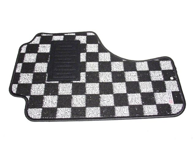 P2M Checkered Race Floor Carpet Mats Light White Nissan S13 1989-94 240SX LHD