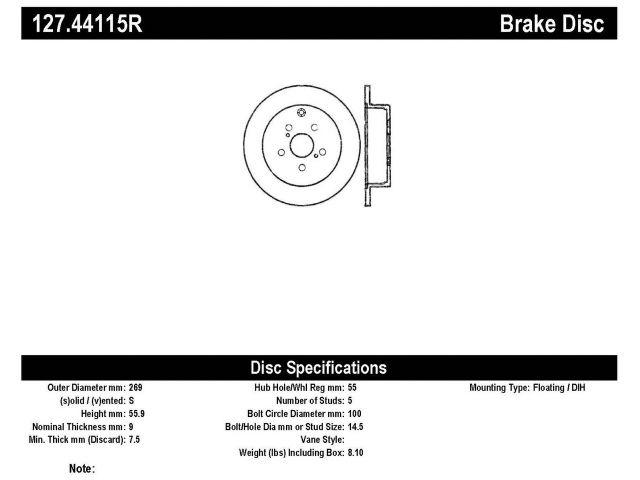 StopTech Brake Rotors 127.44115R Item Image