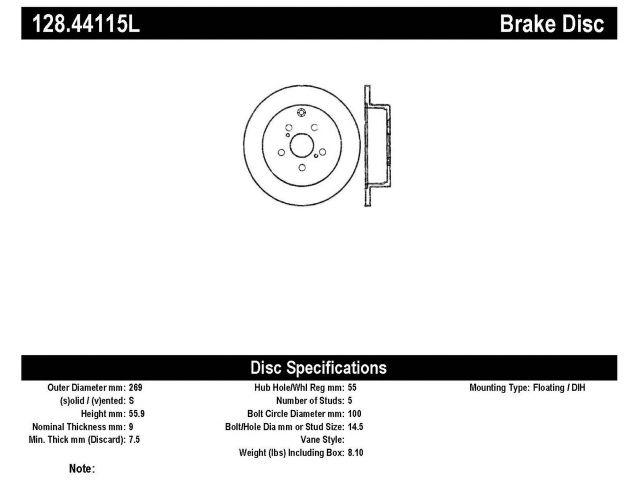 StopTech Brake Rotors 128.44115L Item Image