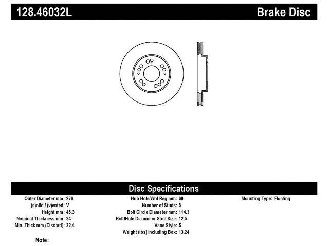 StopTech Brake Rotors 128.46032L Item Image